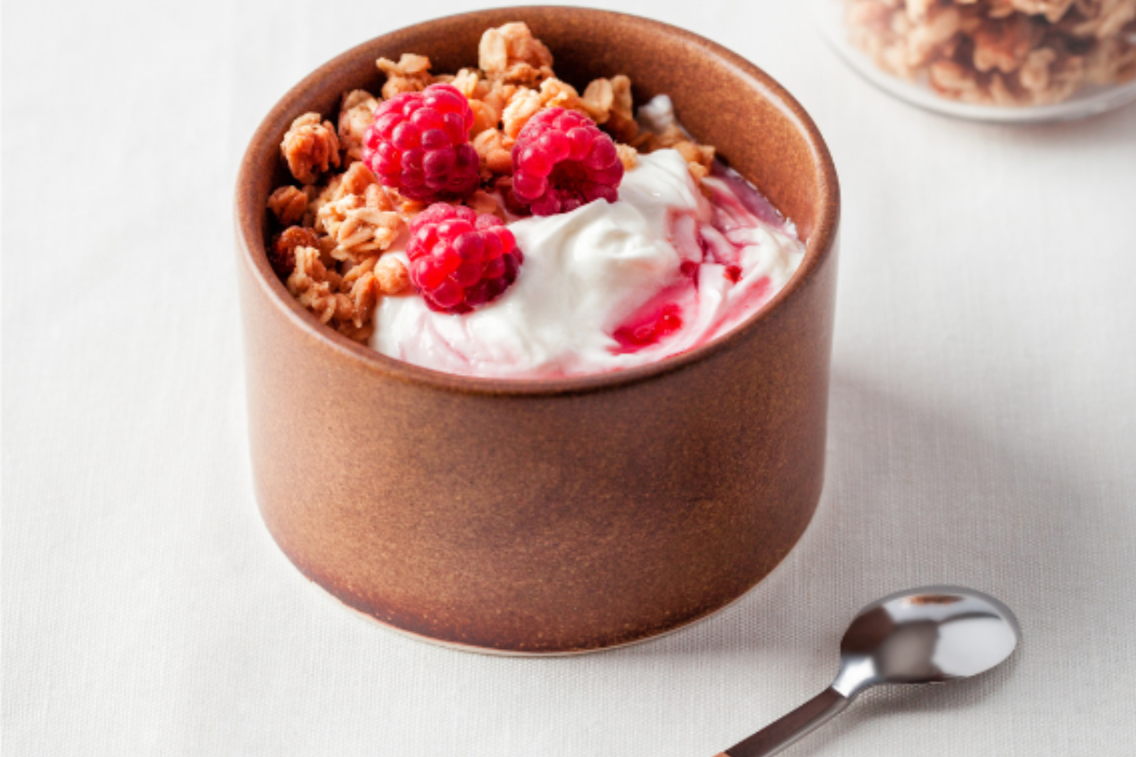 Yogurt Sundae with Melted Raspberries