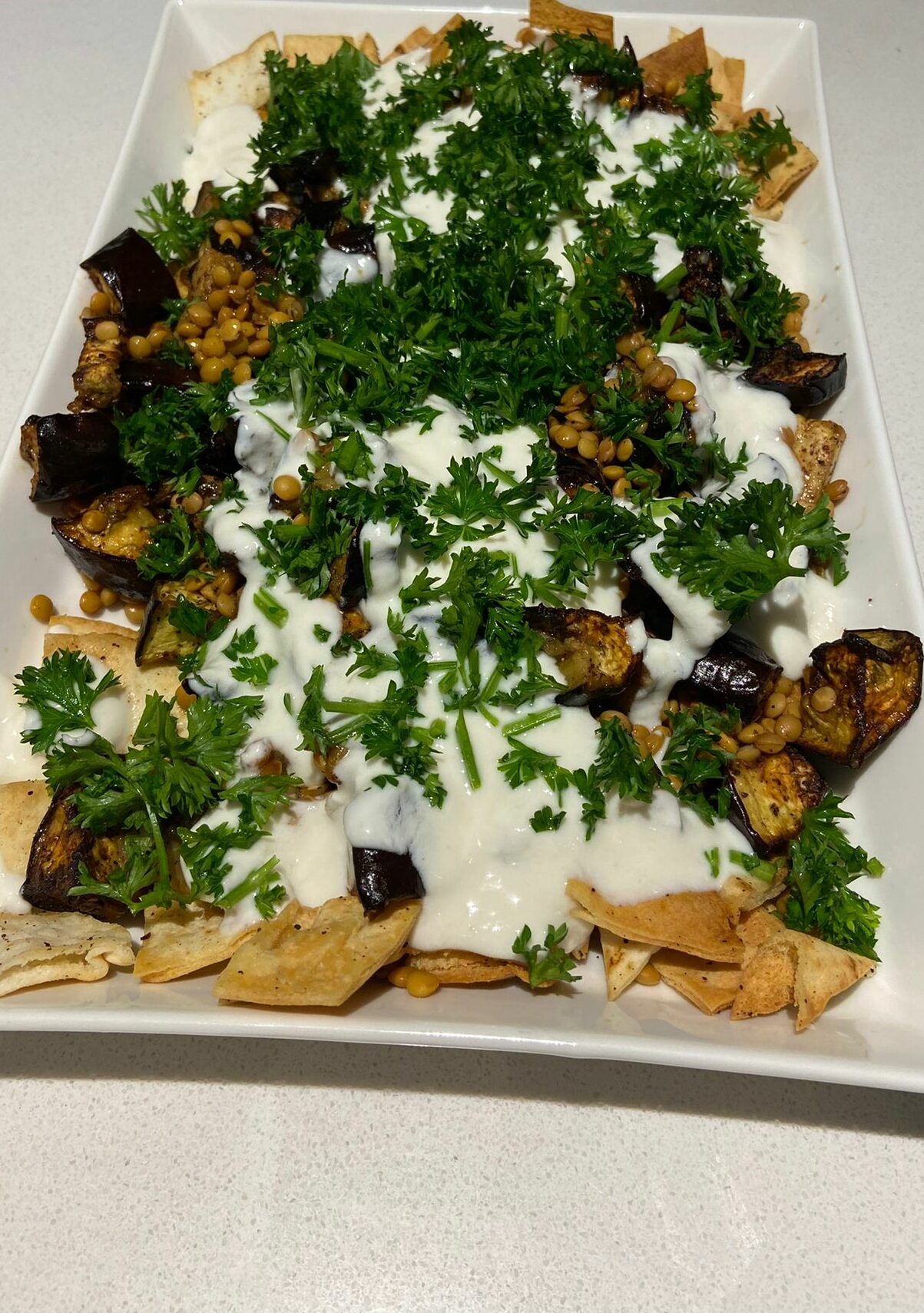 Eggplant Lentil Fattah