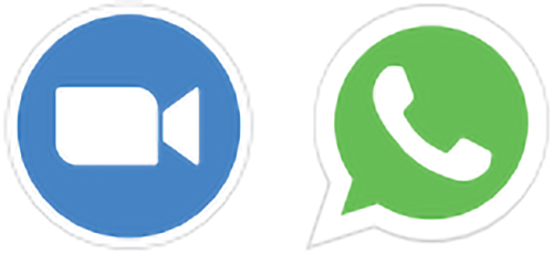 Zoom and WhatsApp icons.