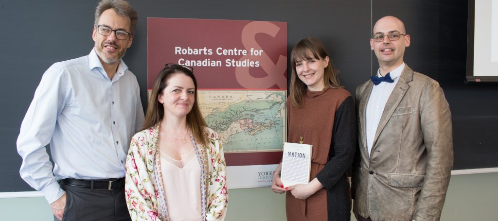 From left to right: Co-Interim Principal Ian Roberge Prof Audrey Pyée Prof Emily Laxer Prof Jean-Michel Montsion 