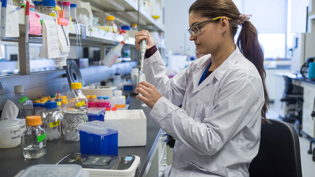 Female scientist doing testing