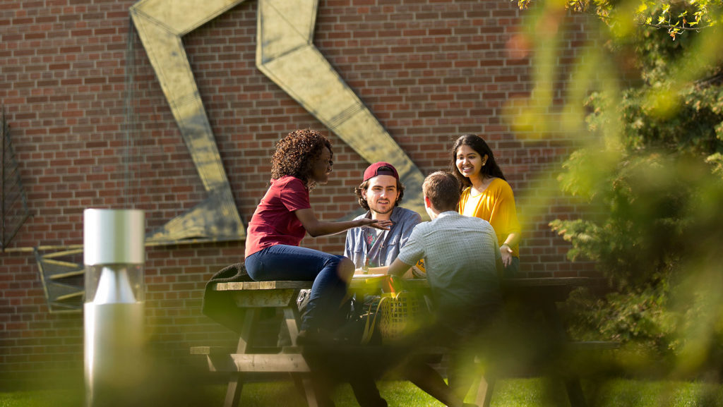 Des étudiants et étudiantes sur le campus Glendon.