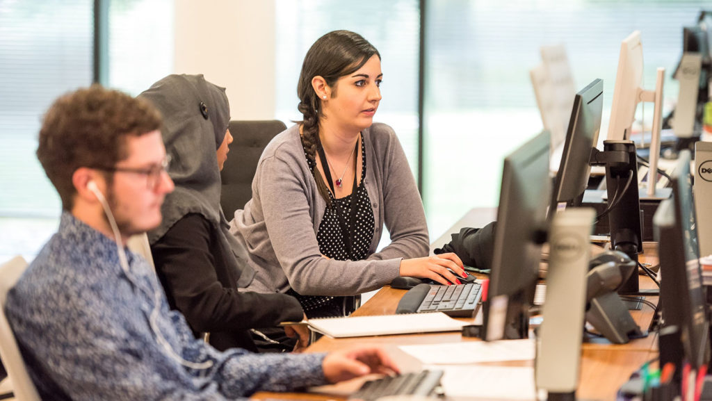 People working together in an office.