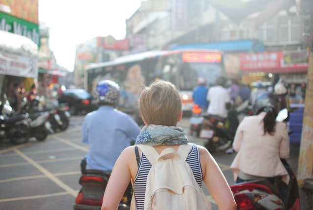 Student walking street