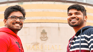 Image of two students in front of Vari Hall
