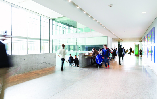 photo of students on the second floor of the Schulich School of Business building