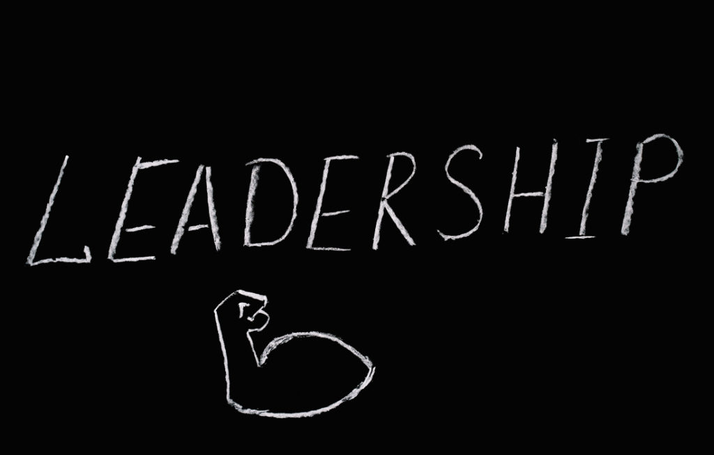 photo of the word Leadership written in white chaulk on a black background