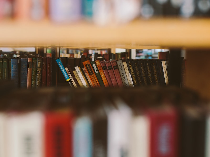 An image of books on bookshelf