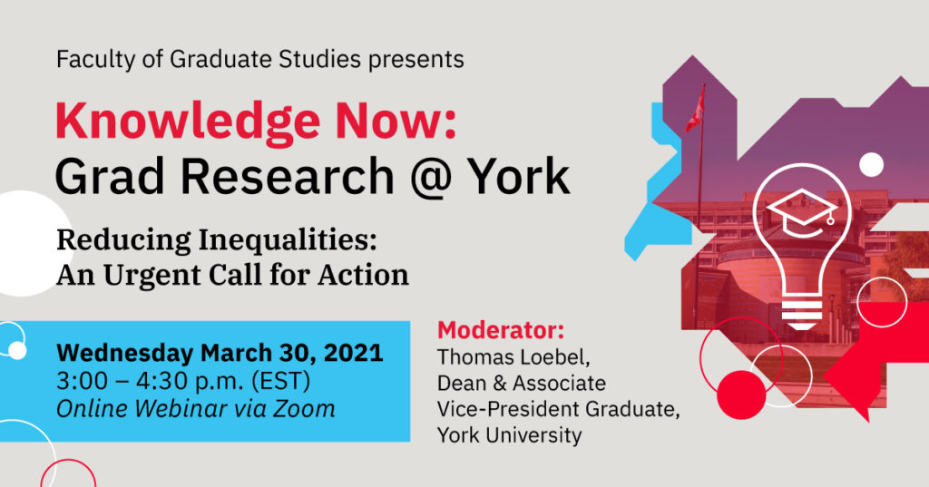 composite image promoting the March 30 panel discussion as part of Knowledge Now: Grad Research at York