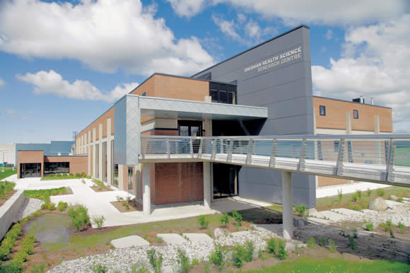An outside view of the Sherman Health Science Research Center