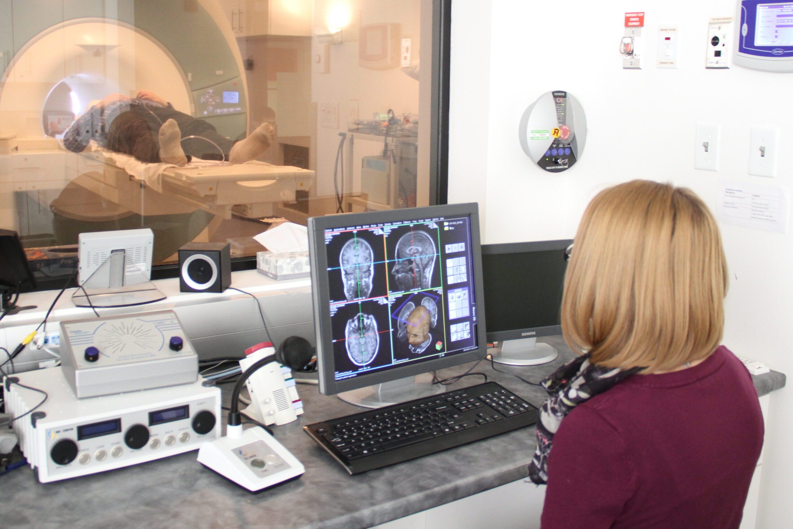 Student working in MRI lab