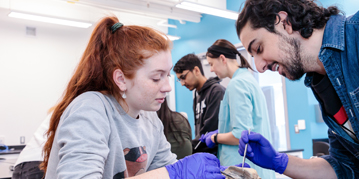 Kinesiology students in a lab