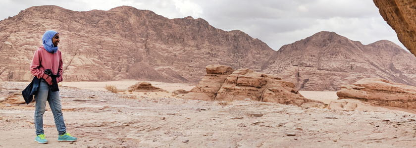 Global Health student standing in Jordan during her practicum