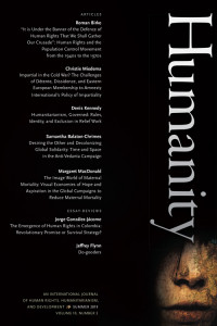 humanity journal cover for volume 10, number 2, summer 2019