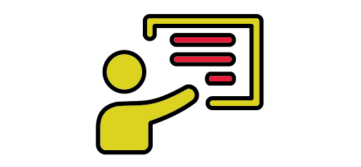 Icon of figure pointing to chart