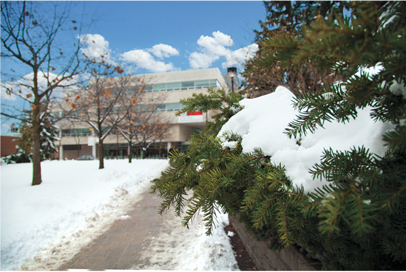 The exterior of the Victor Phillip Dahdaleh Building on the York University campus