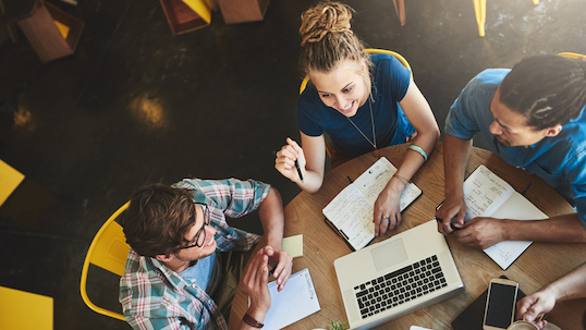 group of students studying together