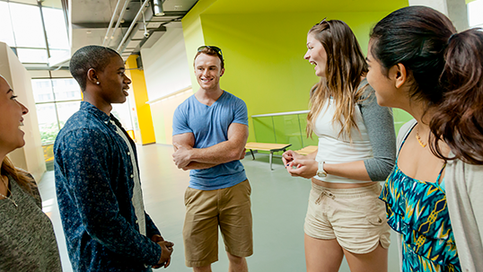 group of students in accolade building