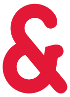 Decorative red ampersand