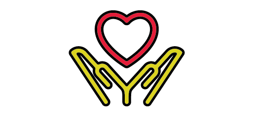 heart with hands beneath it icon