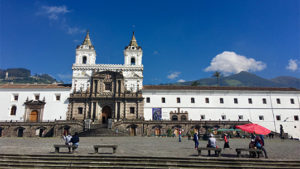 street view of a historic building in Quito ecuador