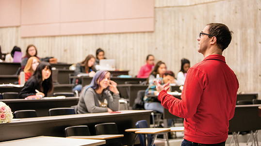 instructor teaching in the classroom