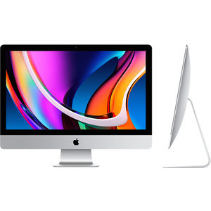 two images of iMac 27 desktop showing the front and the side view