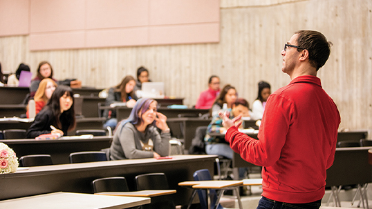 professor lecturing to students