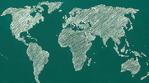 world map on green background