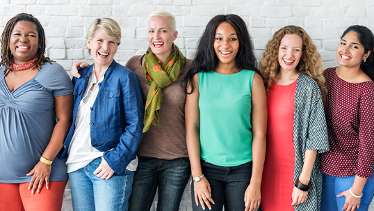 diverse group of young and older women