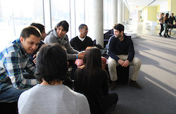 Students in lounge on York campus