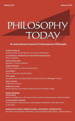 philosophy today journal cover for summer 2015