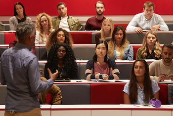 lecturer presenting to students