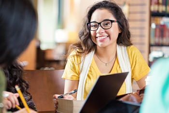 focus on happy young female student