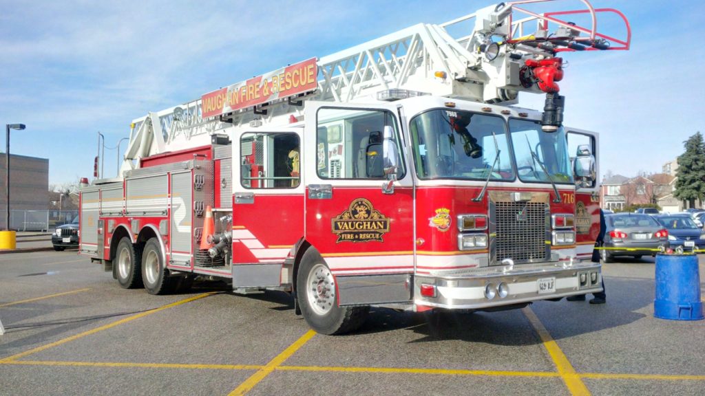 Photo of a Vaughan fire truck in a parking lot