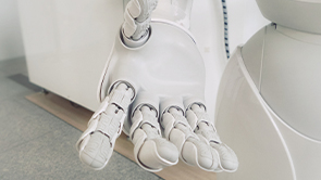 a closeup of a robotic hand