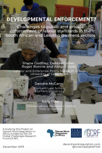 Developmental Enforcement? Challenges to public and private enforcement of labour standards in the South African and Lesotho garment sectors cover