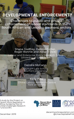 Developmental Enforcement? Challenges to public and private enforcement of labour standards in the South African and Lesotho garment sectors cover