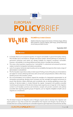 VULNER Policy Brief- Canada - Cover