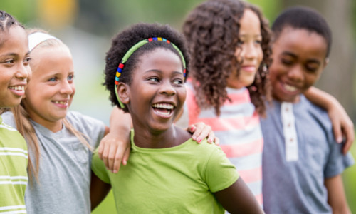 group of cheerful and diverse children