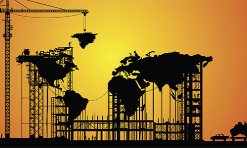 International Development Studies graphic of world map under construction