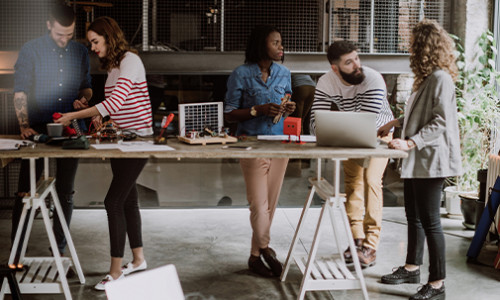 young people in creative work space