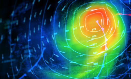 monitoring hurricane modelling on computer screen