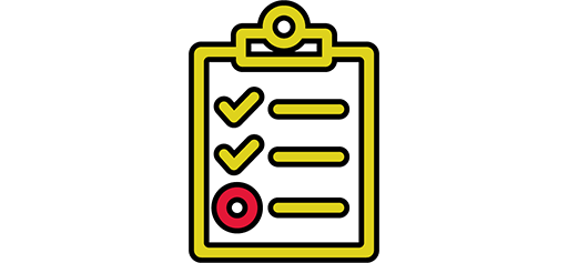 yellow clipboard graphic with checkmarks