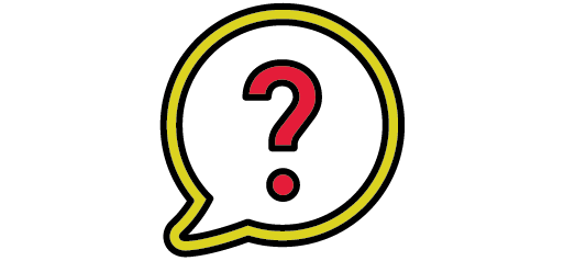 red question mark in yellow speech bubble