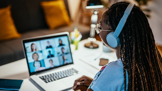 Black female student studying from home during lockdown