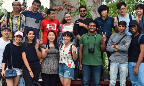a group of diverse international yorku students pose for a picture
