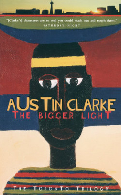 The Bigger Light Book cover featuring an abstract painting of a young man over the Toronto skyline.