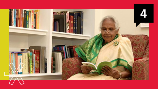 Varathaledchumy Shanmuganathan reading a book