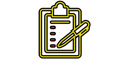 Icon of a pen filling out a form